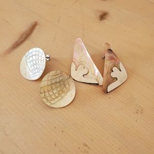 Artisan Handcrafted Silver Abalone Shell Huggie Style Earrings